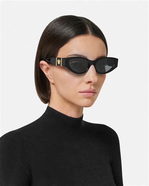 versace black medusa cat eye sunglasses|Versace 60mm embellished oval sunglasses.